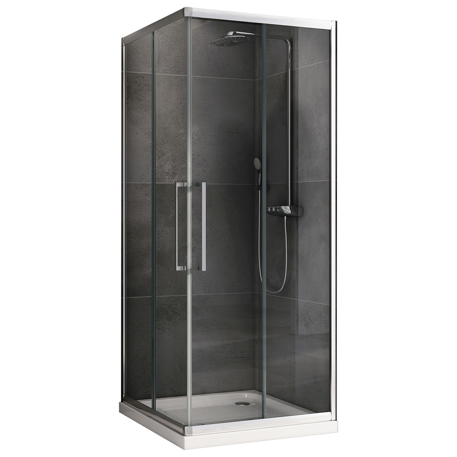 Изображение товара Душевой уголок Abber Schwarzer Diamant AG02080H квадрат 80x80см хромированный профиль эффект стекла прозрачный