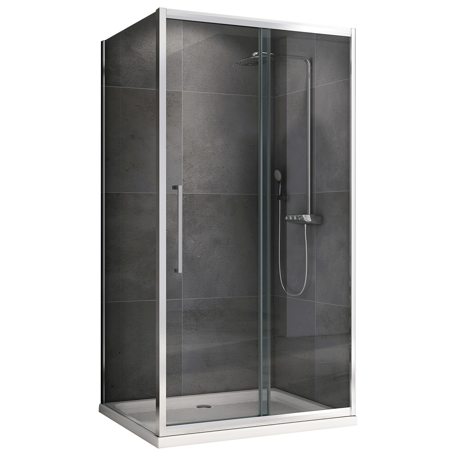 Изображение товара Душевой уголок Abber Schwarzer Diamant AG30110H-S70 прямоугольный 70x110см хромированный профиль эффект стекла прозрачный Изображение товара Душевой уголок Abber Schwarzer Diamant AG30110H-S70 прямоугольный 70x110см хромированный профиль эффект стекла прозрачный
