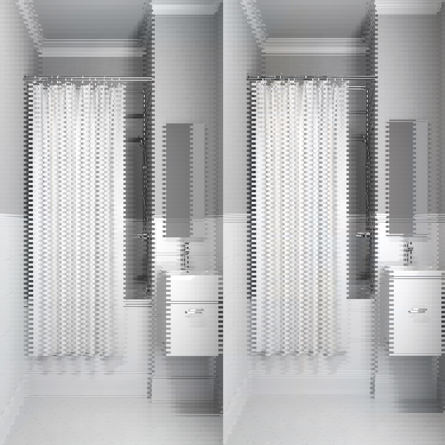 Изображение товара Штора для ванной комнаты IDDIS 200x180 см серый водоотталкивающая ткань с кольцами