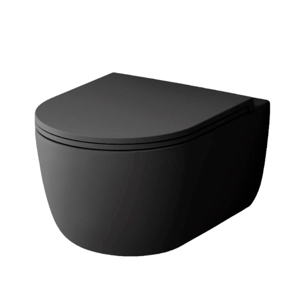 Изображение товара Подвесной унитаз Sirius DX86C1700MBSC безободковый с сиденьем микролифт, матовый черный