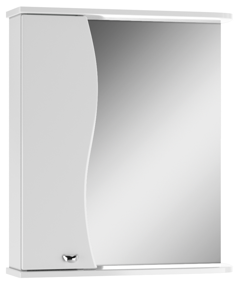 Изображение товара Шкаф-зеркало Волна 60 см белый для ванной с ламинированным покрытием и дверцей с доводчиками