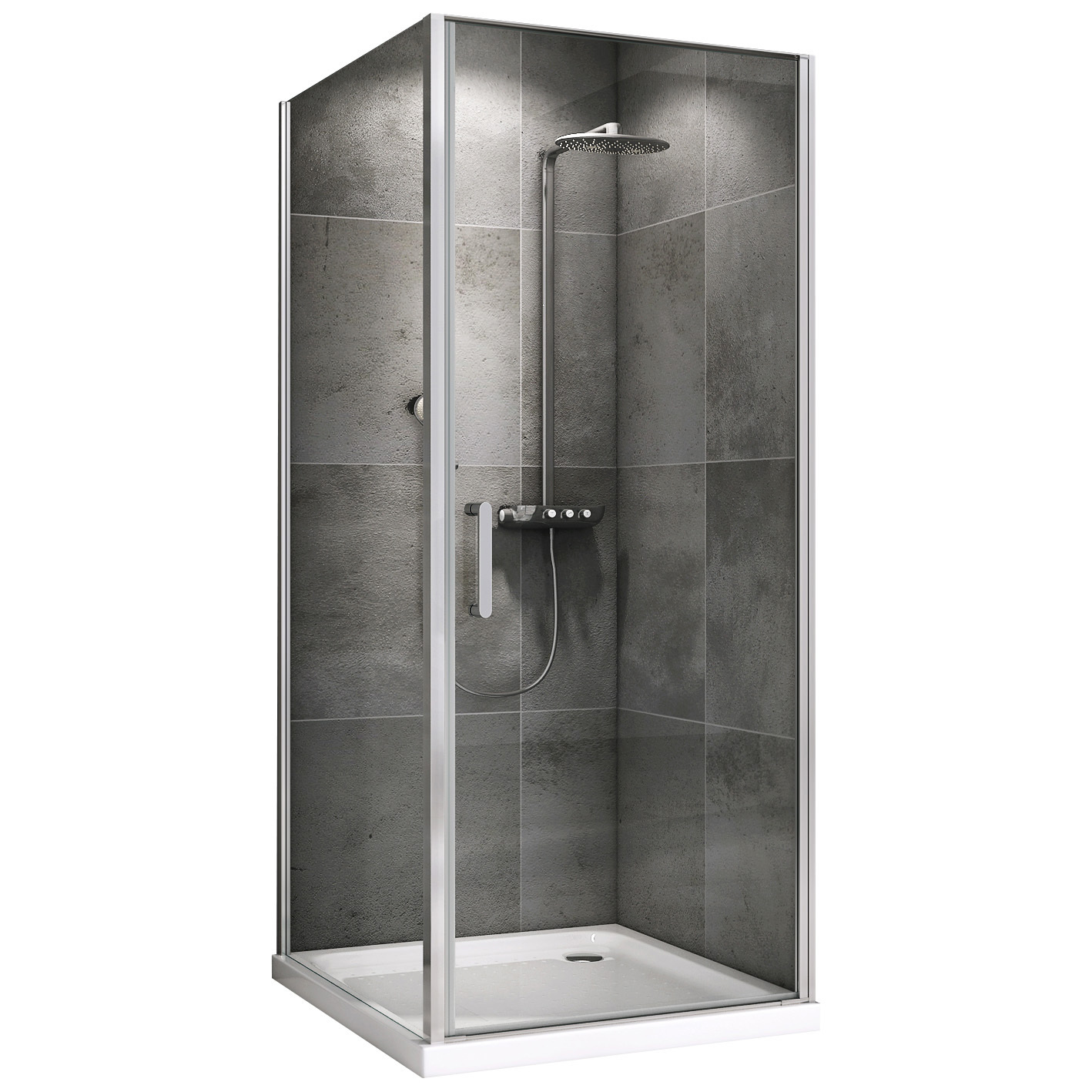 Изображение товара Душевой уголок Abber Sonnenstrand AG04070-S70 квадрат 70x70см серебро профиль эффект стекла прозрачный