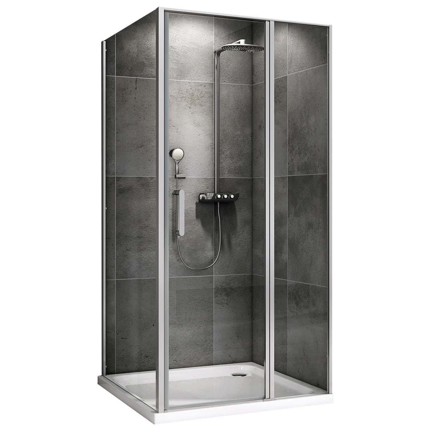 Изображение товара Душевой уголок Abber Sonnenstrand AG04110S-S80 прямоугольный 80x110см серебро профиль эффект стекла прозрачный