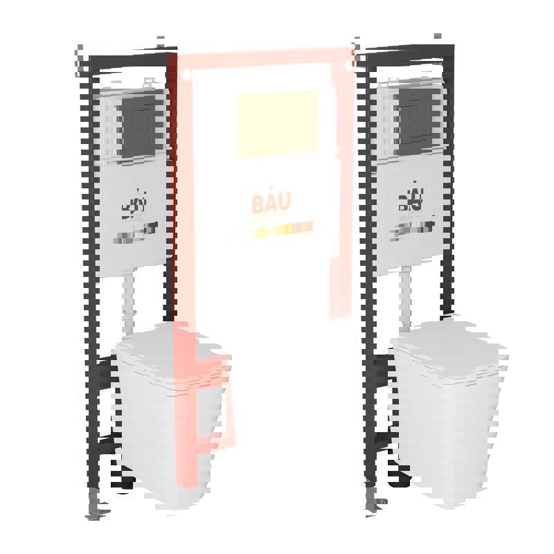 Изображение товара Комплект Bauedge инсталляция Bau pro унитаз подвесной безободковый Bau Stil Hurricane3 сиденье дюропласт микролифт клавиша Bau Stil бронза