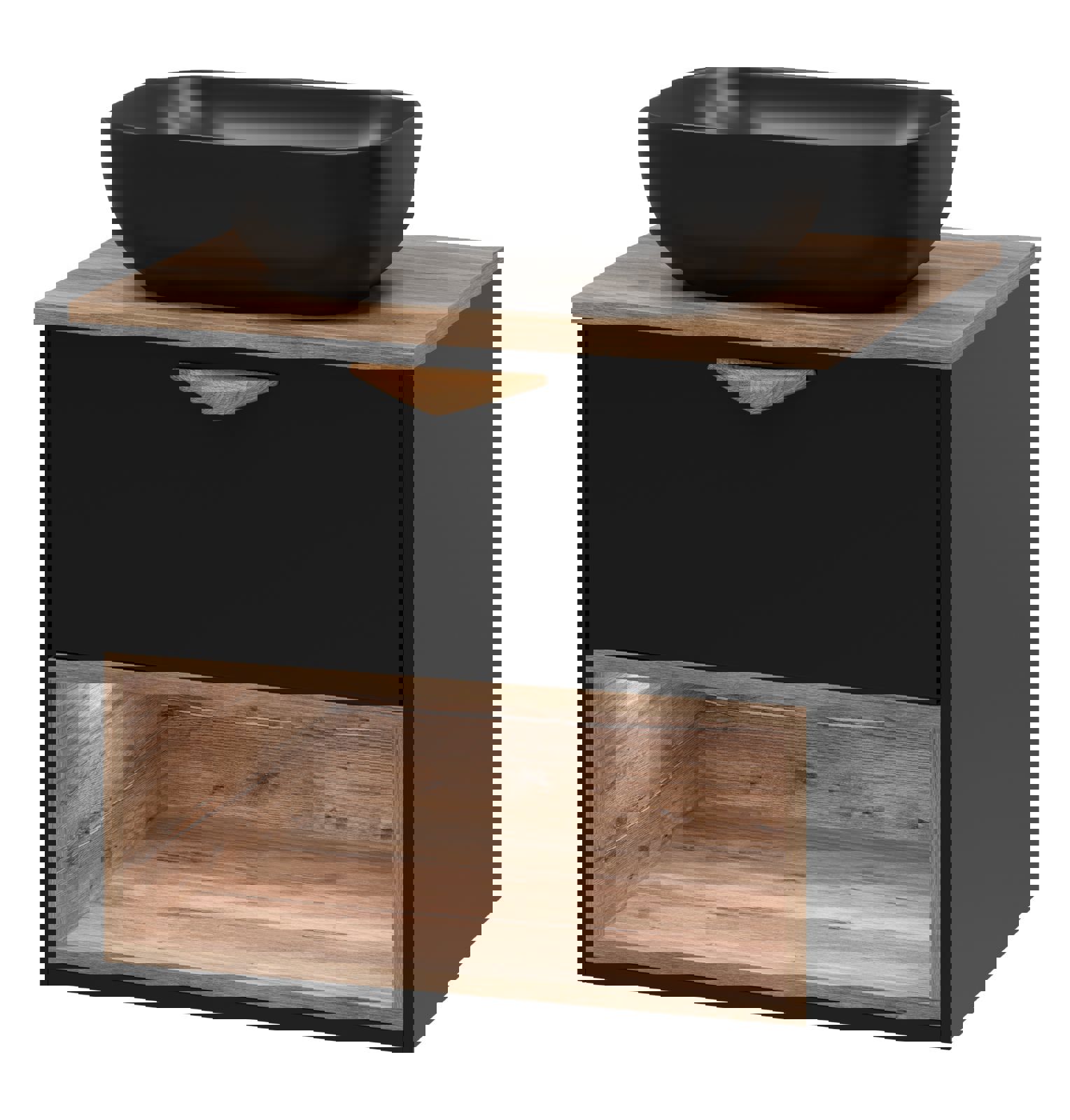 Изображение товара Тумба под раковину Brevita Bergen 60 см с подсветкой подвесная цвет черный