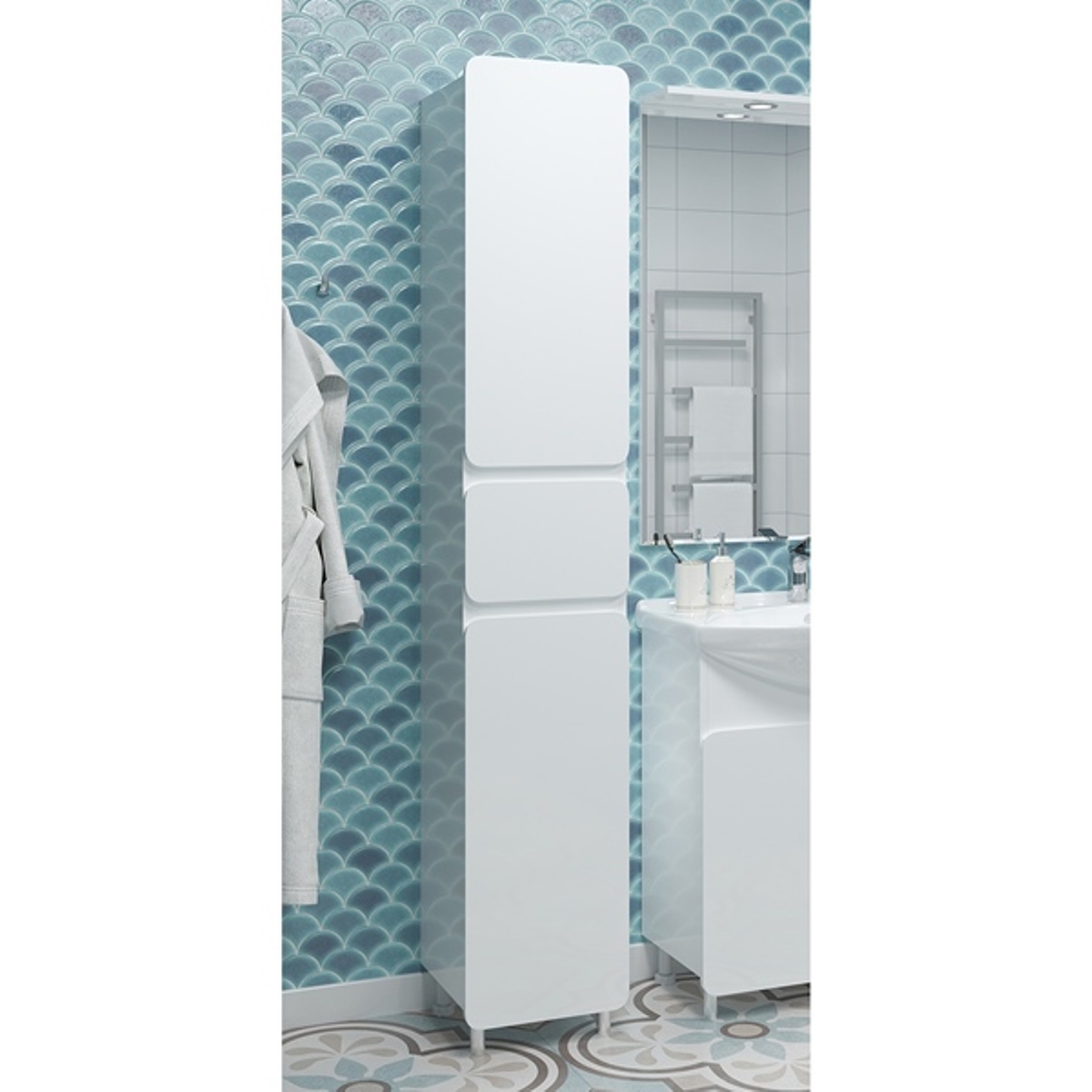 Изображение товара Шкаф для ванны напольный Misty П-Чег-05035-01-1ЯЛ 35x195см цвет белая эмаль