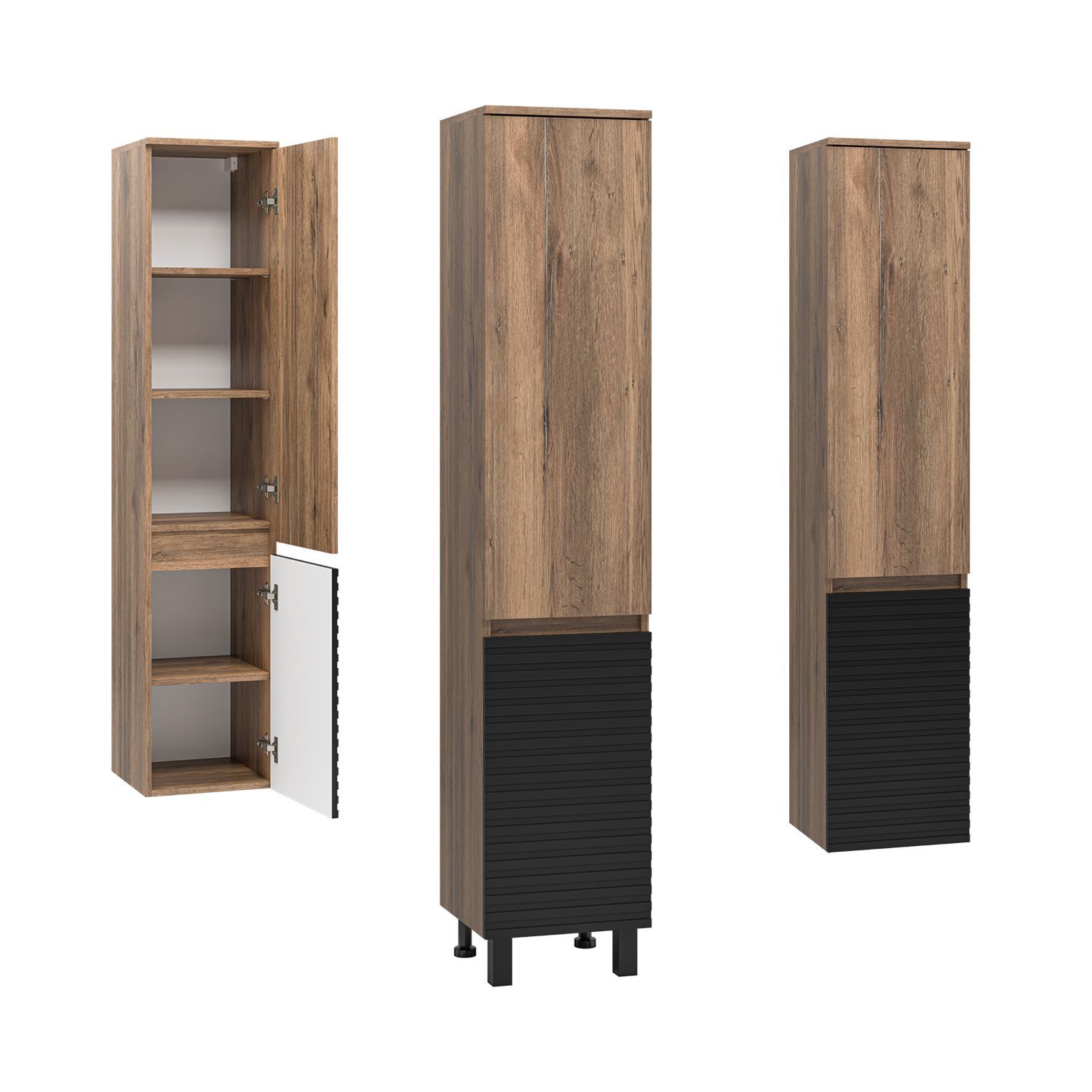 Изображение товара Шкаф подвесной Brevita DAK-050350-19/02П 35x165см цвет светло-коричневый;черный матовый