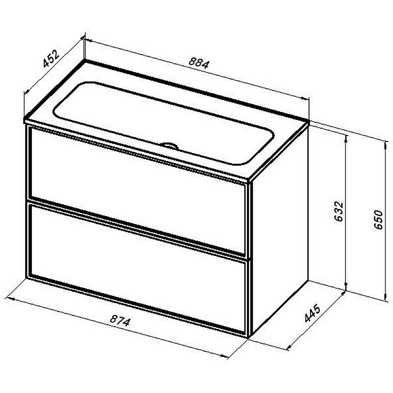 Изображение товара Раковина мебельная AQUANET Арт 90 Глянцевая прямоугольная 88,4 см