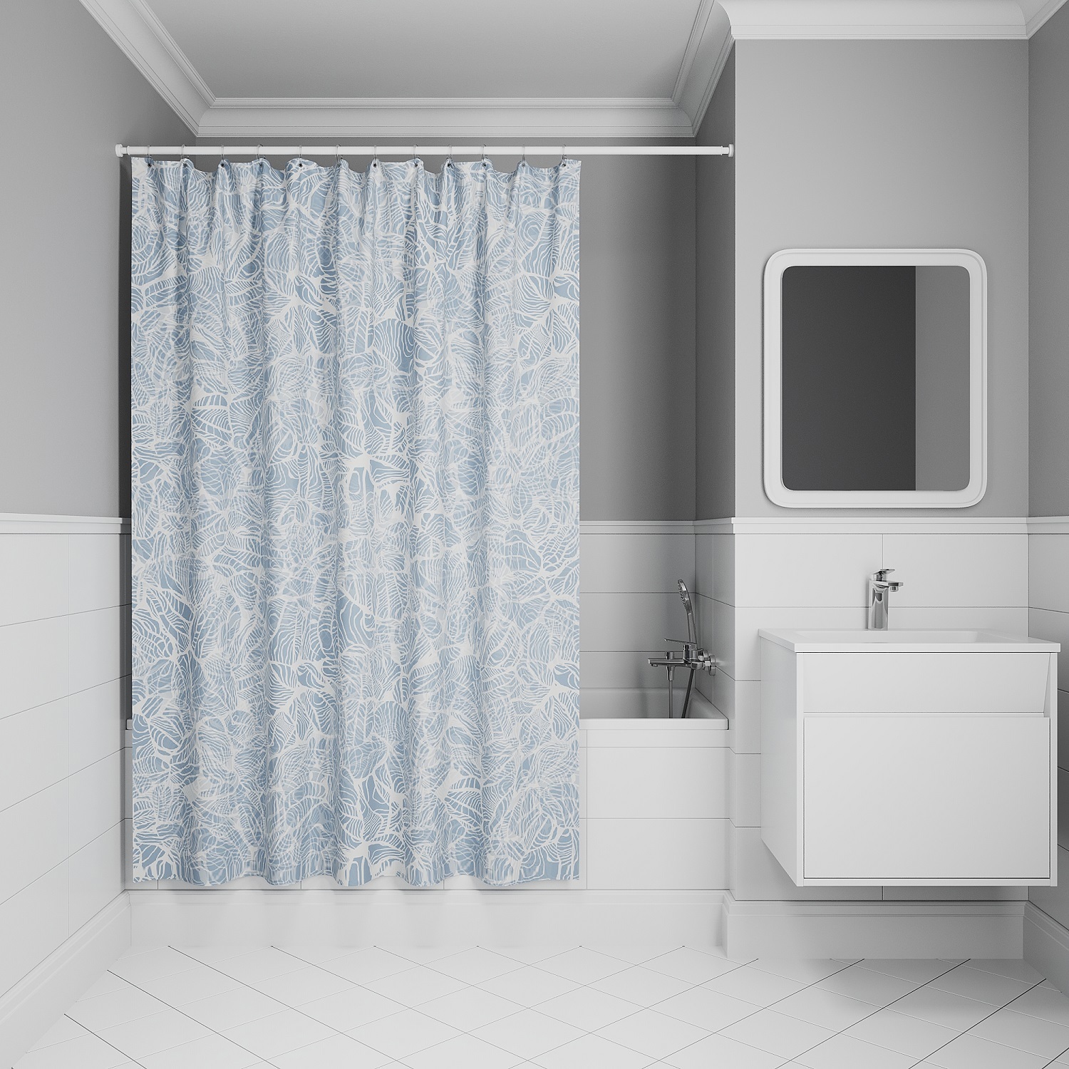 Изображение товара Шторка для ванной комнаты IDDIS BX03P18i11 200x180см цвет синий Изображение товара Шторка для ванной комнаты IDDIS BX03P18i11 200x180см цвет синий