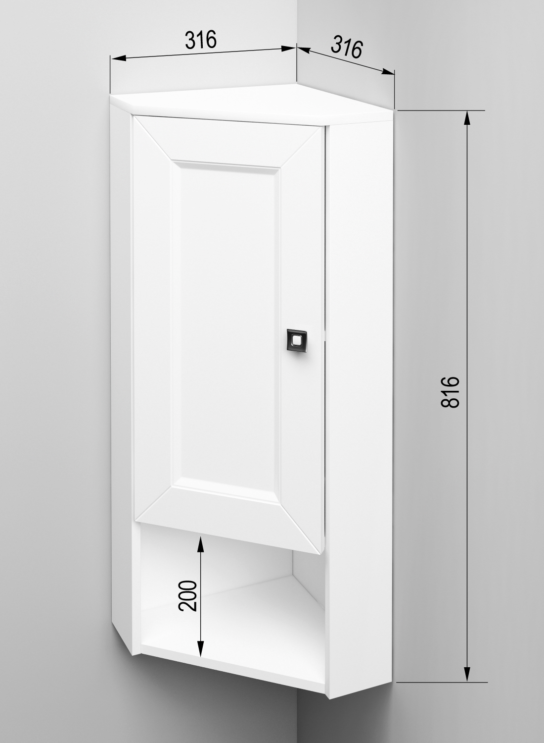 Шкаф подвесной Regent style Гранд правый угловой 31x81.6 см цвет белый ...