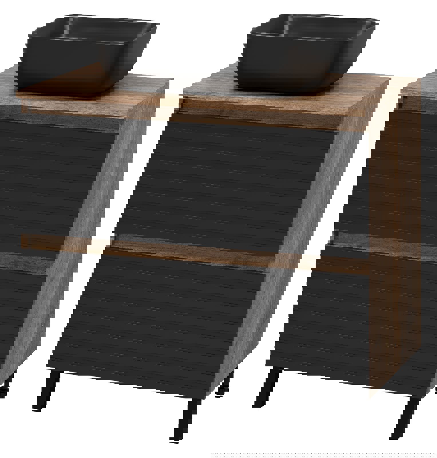 Изображение товара Тумба с раковиной Brevita Dakota 80 см напольная Дуб Галифакс олово/Черный кварц