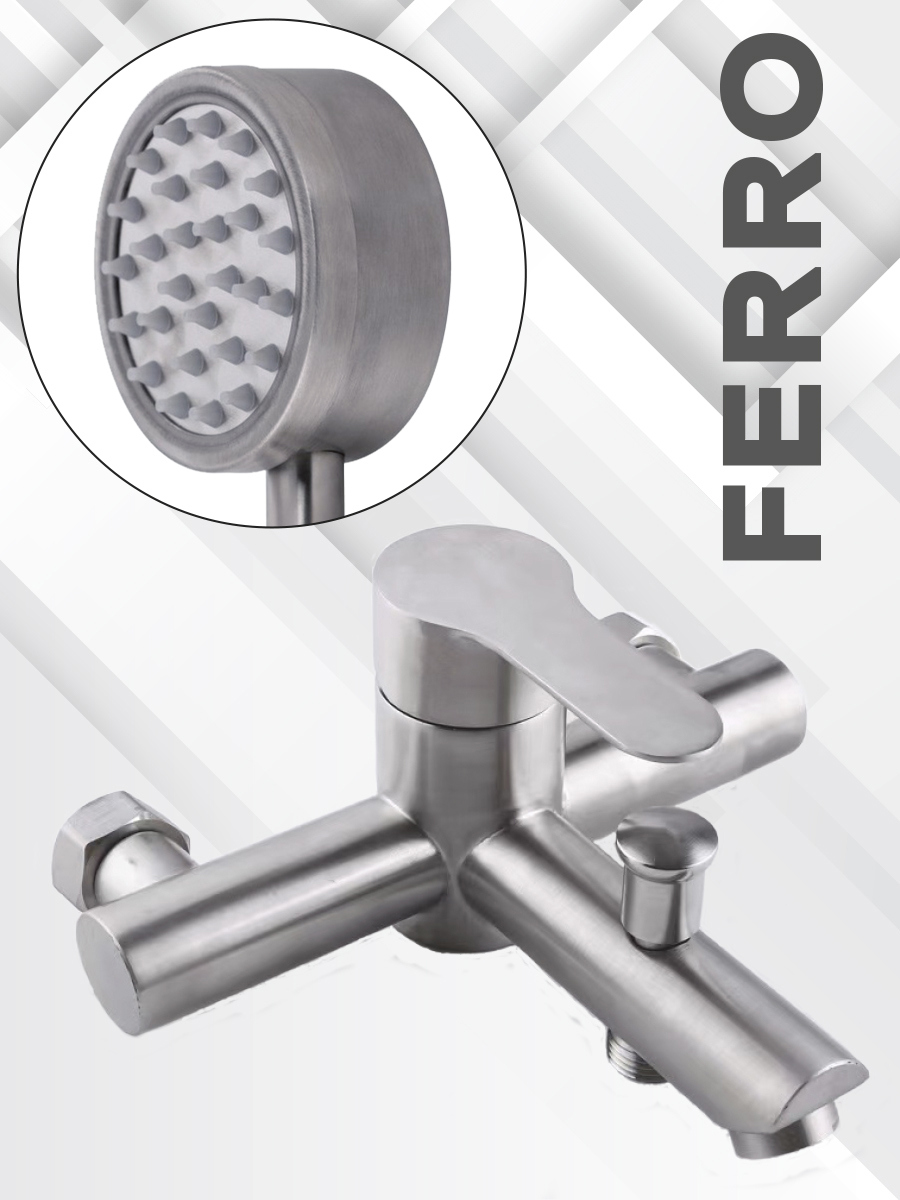 Изображение товара Смеситель для ванны CULTO FERRO с коротким изливом и душевым набором