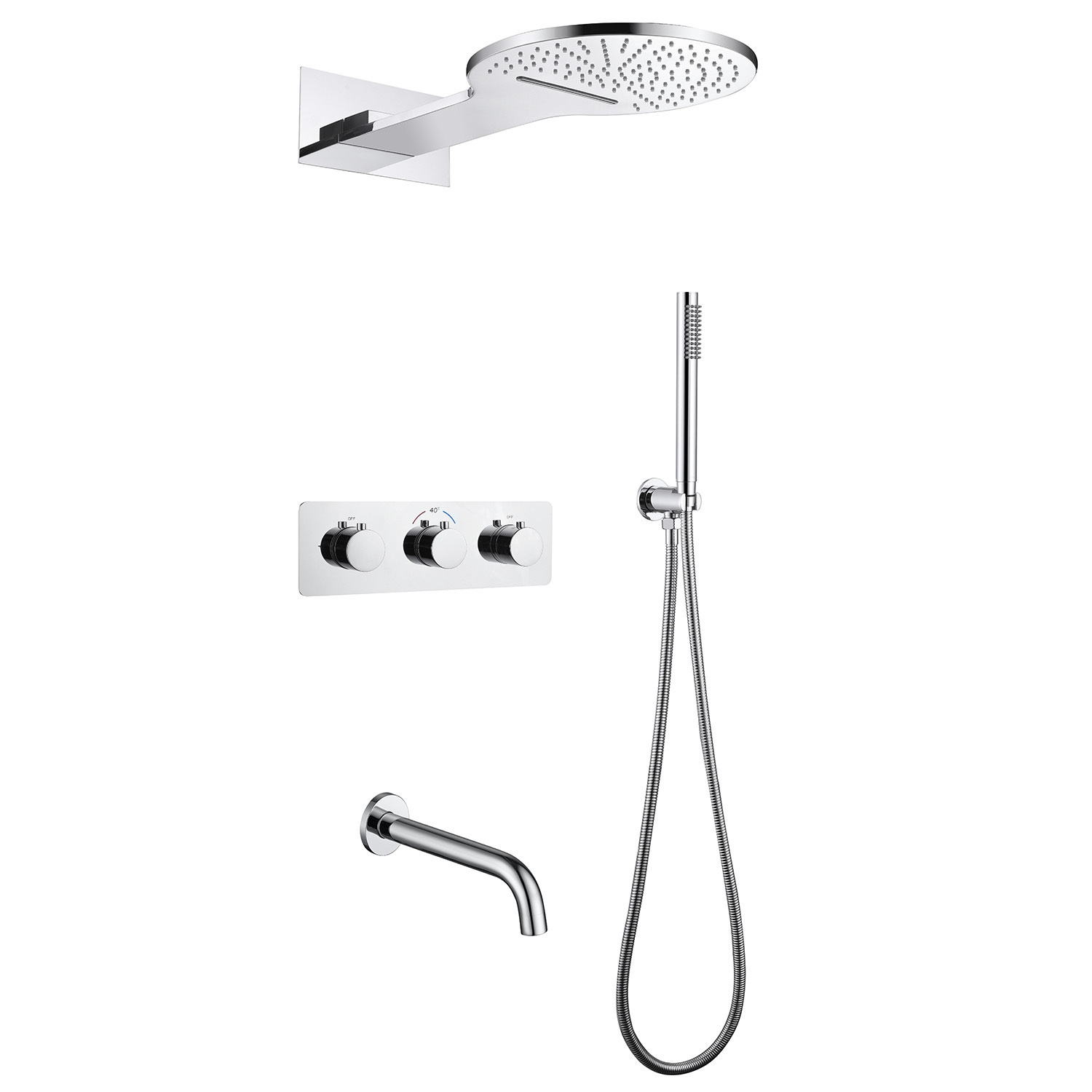 Изображение товара Душевая стойка Abber Wasser kreis af8150 встраиваемая 3 режимная цвет хром Изображение товара Душевая стойка Abber Wasser kreis af8150 встраиваемая 3 режимная цвет хром