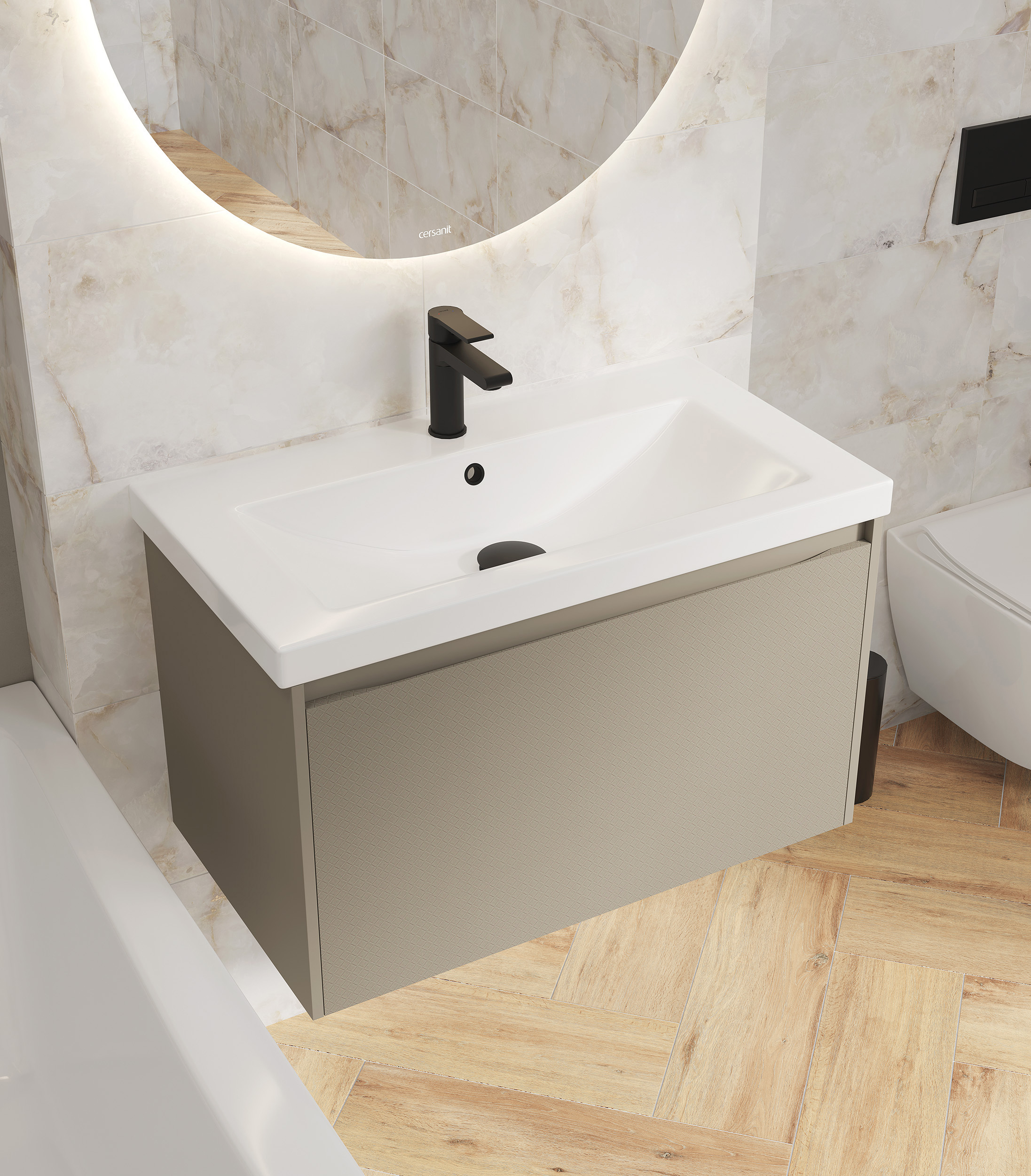 Изображение товара Тумба под раковину Cersanit Grande 64310 77,6см бежевый подвесная