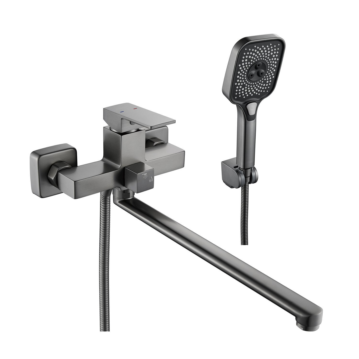 Изображение товара Смеситель для ванны Shevanik S9622T однорычажный с душевой лейкой матовая сталь