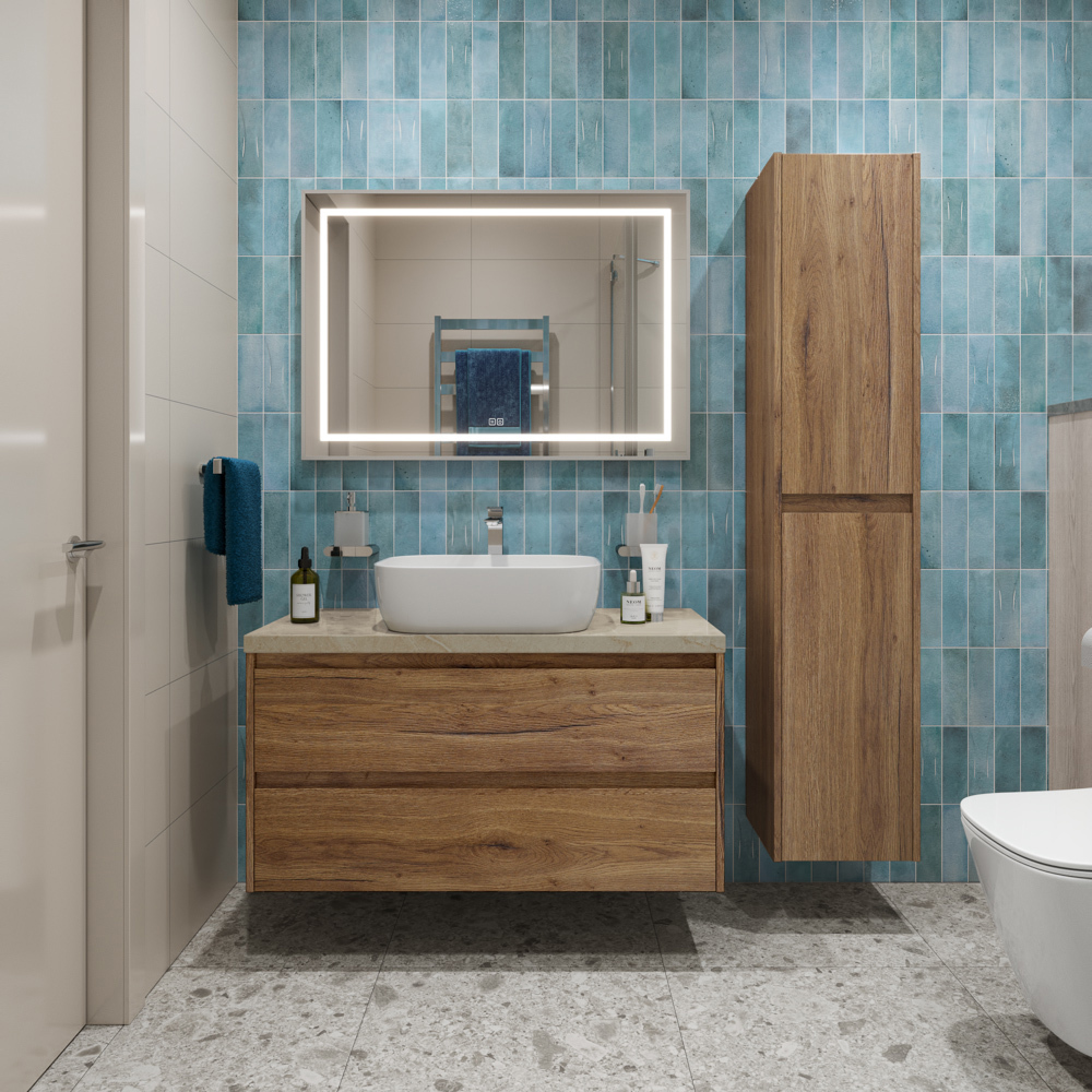 Изображение товара Тумба со столешницей и накладной раковиной подвесная BelBagno KRAFT 100 kraft100rt-kepmco-1302-set