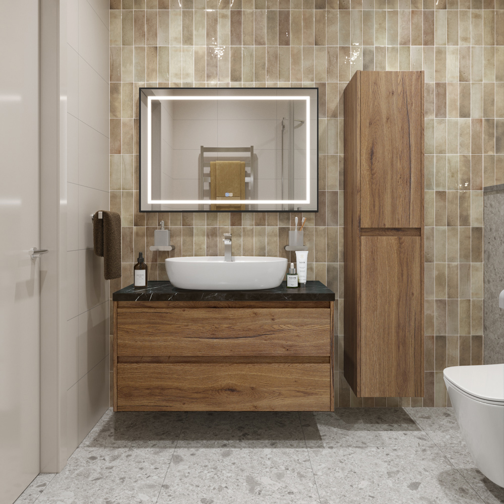 Изображение товара Тумба со столешницей и накладной раковиной подвесная BelBagno KRAFT 100 kraft100rt-kepmno-1346-set