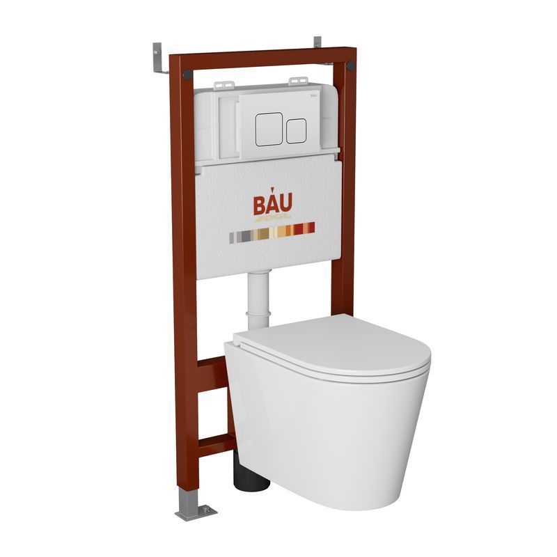 Изображение товара Комплект инсталляция с унитазом Bauedge Q111300-BK0001-HQ3-Q00014 цвет белый