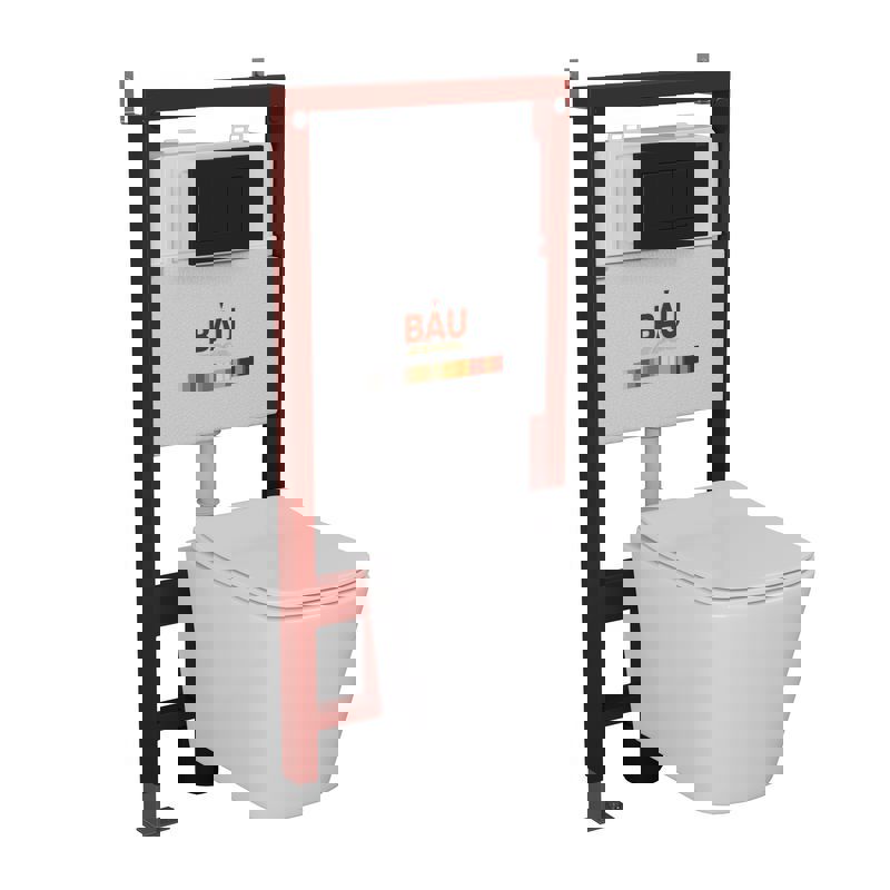 Изображение товара Комплект инсталляции и унитаз Bauedge Q111300-BS0002-Q00003 белый 6 л