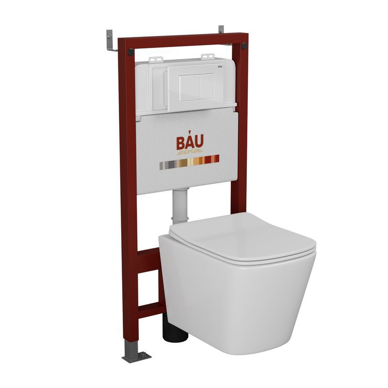 Изображение товара Комплект инсталляция и унитаз Bauedge Q111300-BS0002-Q00001 белый