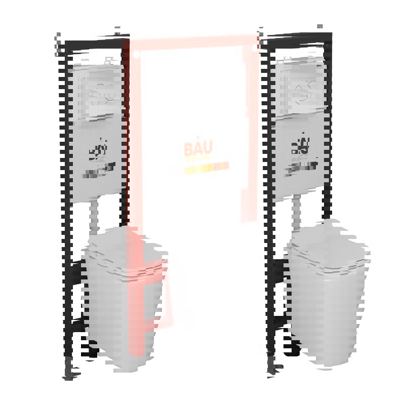 Изображение товара Комплект инсталляции и унитаз Bauedge BAU PRO безободковый белый 10 лет гарантия
