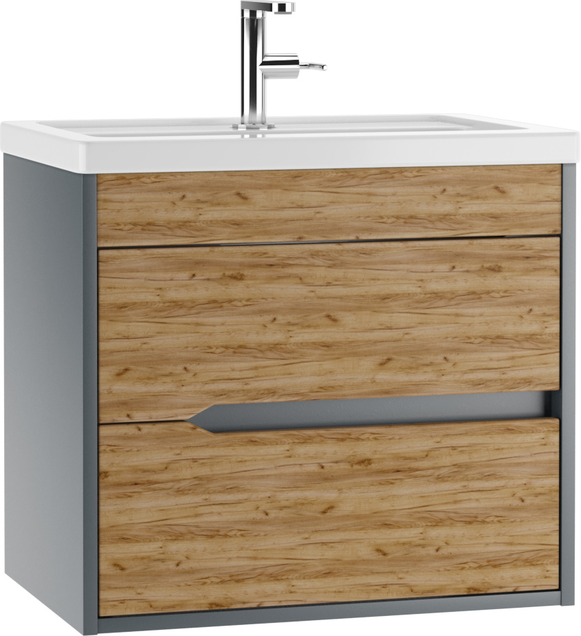 Изображение товара Тумба под раковину Домино Karat DK3203T подвесная 57см цвет антрацит, дуб вотан