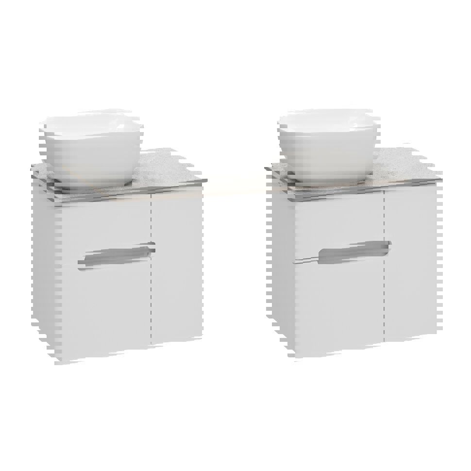 Изображение товара Комплект мебели для ванной комнаты Misty 80 белый с раковиной и столешницей из искусственного камня