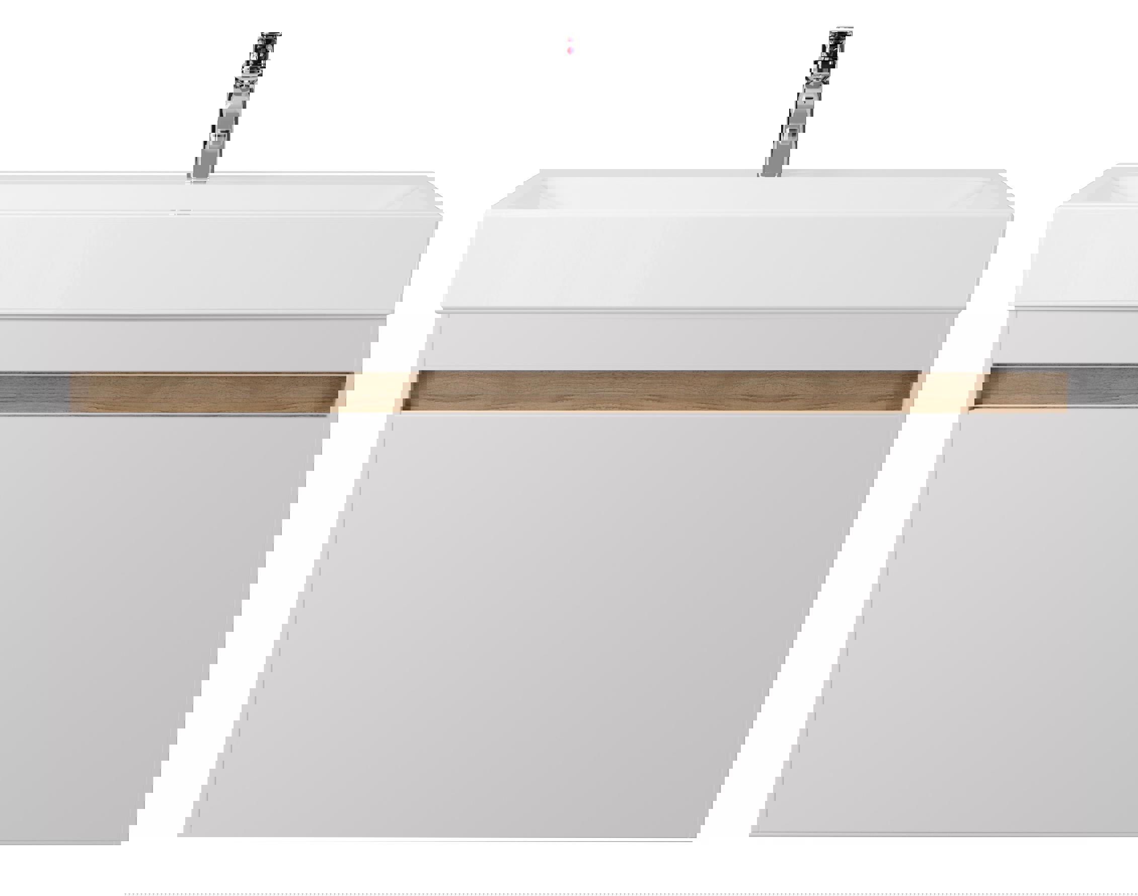 Изображение товара Тумба под раковину Trende Exklusiv TRE4-1079W + 1079-001-0126 подвесная 100см цвет белый, с раковиной