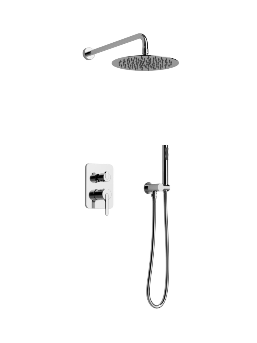 Изображение товара Душевая система AltroBagno Unione 040106 Cr с верхним тропическим душем и ручной лейкой