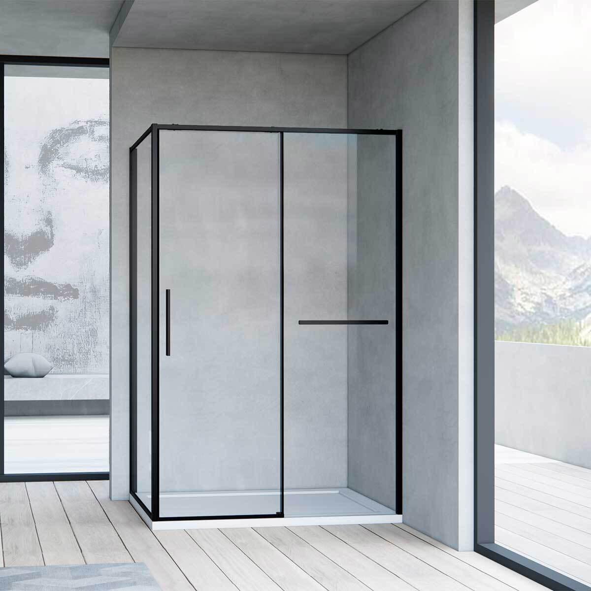 Изображение товара Душевой уголок Vincea Slim Soft 90x100см раздвижной в черном профиле Италия