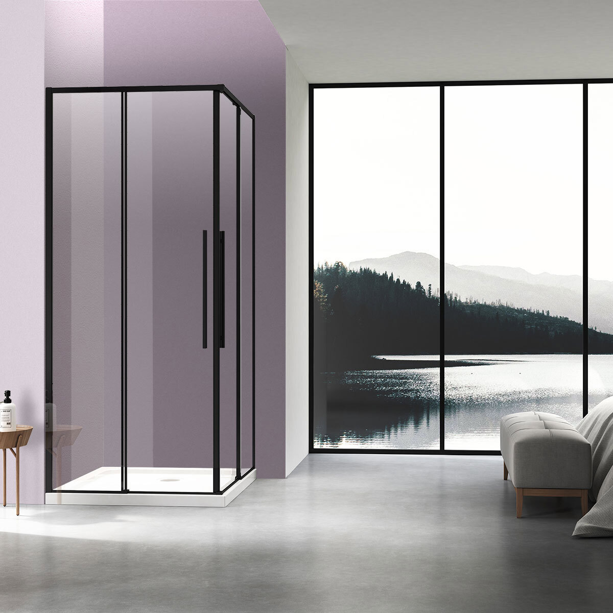 Изображение товара Душевой уголок Vincea Slim-N прямоугольный 90x100 см черный профиль с закаленным стеклом