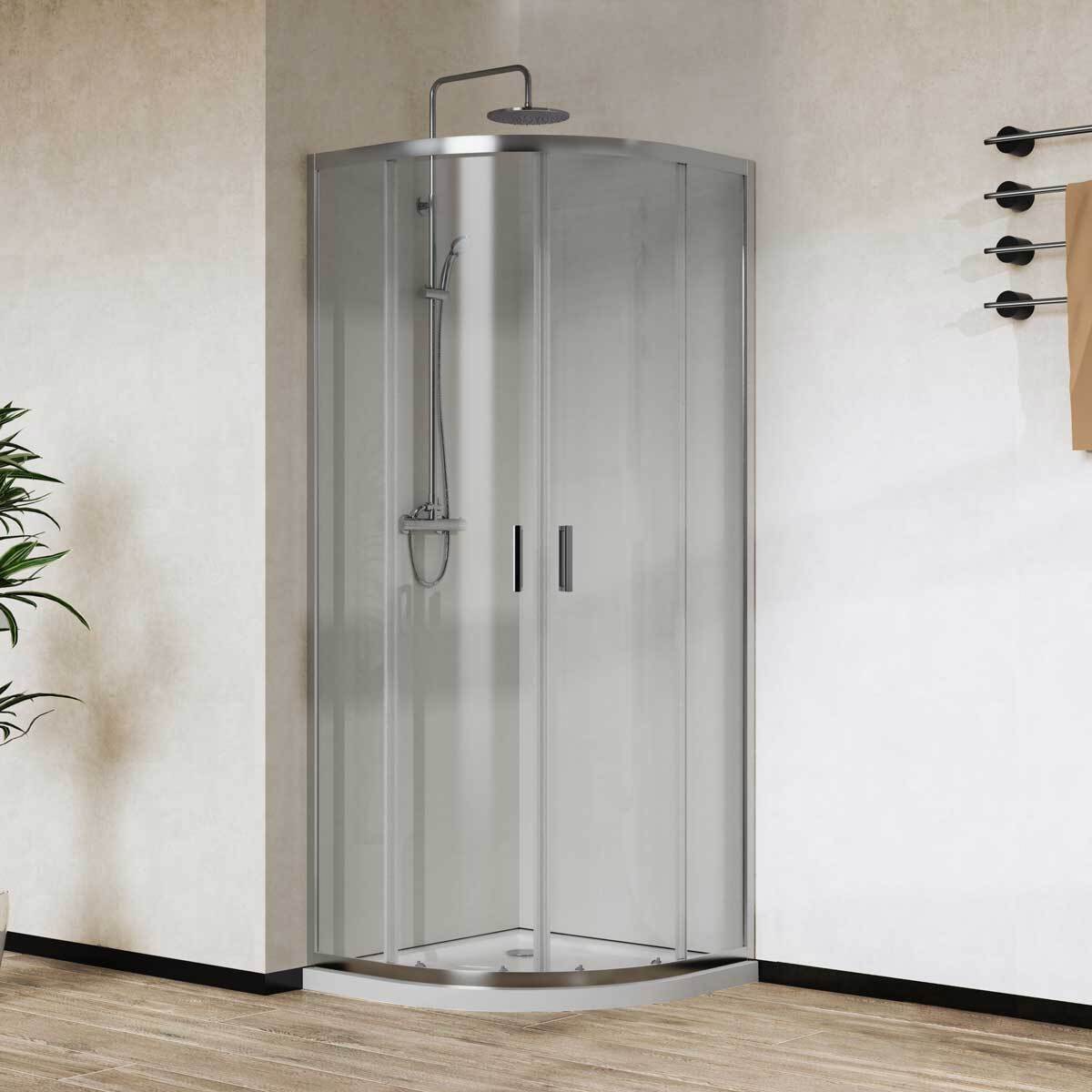 Изображение товара Душевой уголок 90x90 см Vincea City VSQ-5CT900CL раздвижной стеклянный хромированный профиль