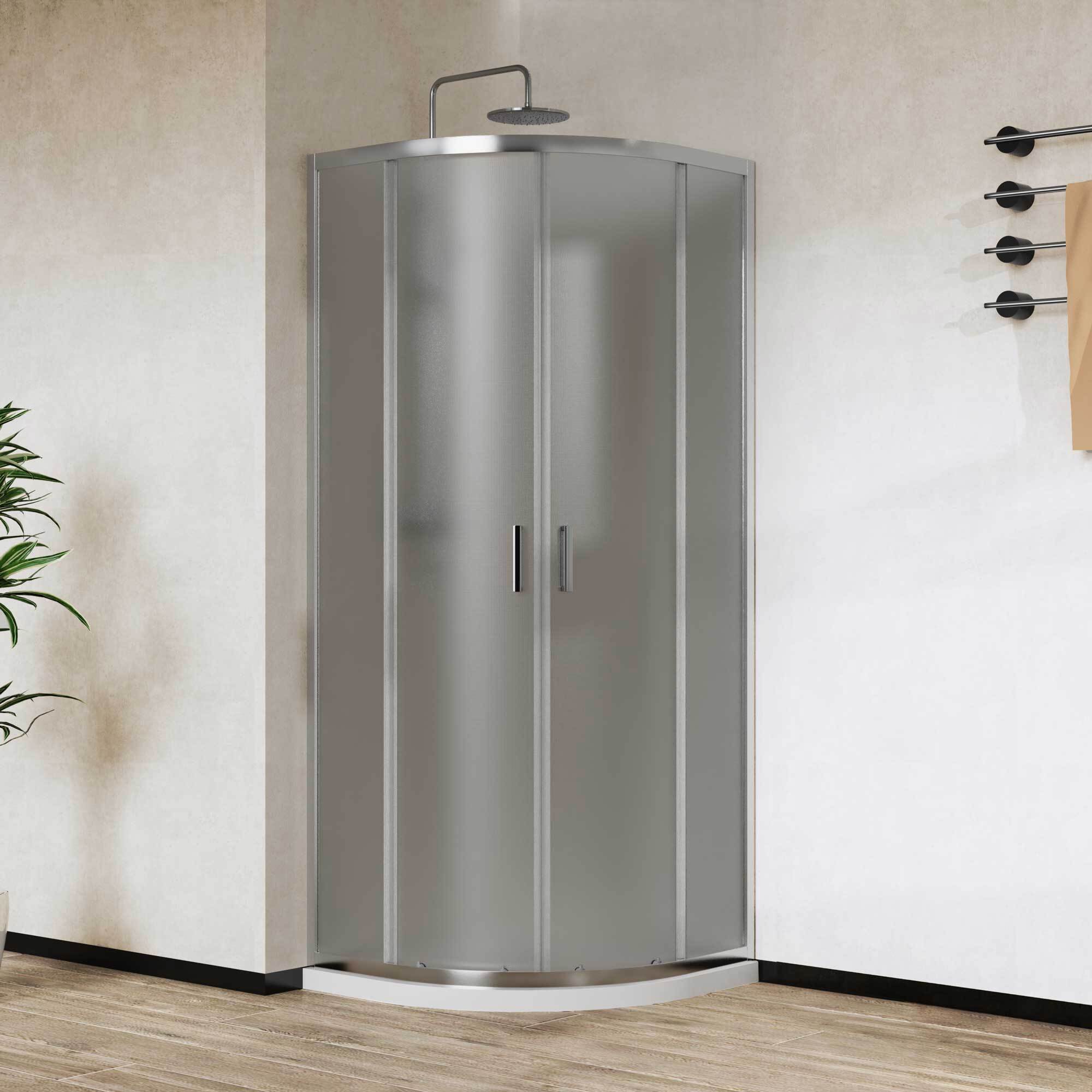 Изображение товара Душевой уголок Vincea City VSQ-5CT800MT 1/4 круга 80x80см хромированный профиль эффект стекла рифленый