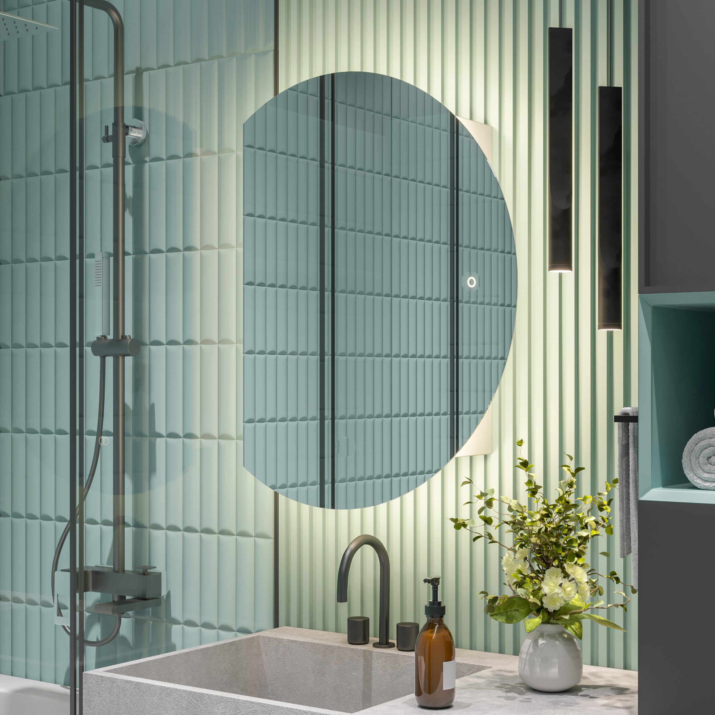 Изображение товара Шкаф для ванной комнаты Alias shd90704 с подсветкой 70x40см