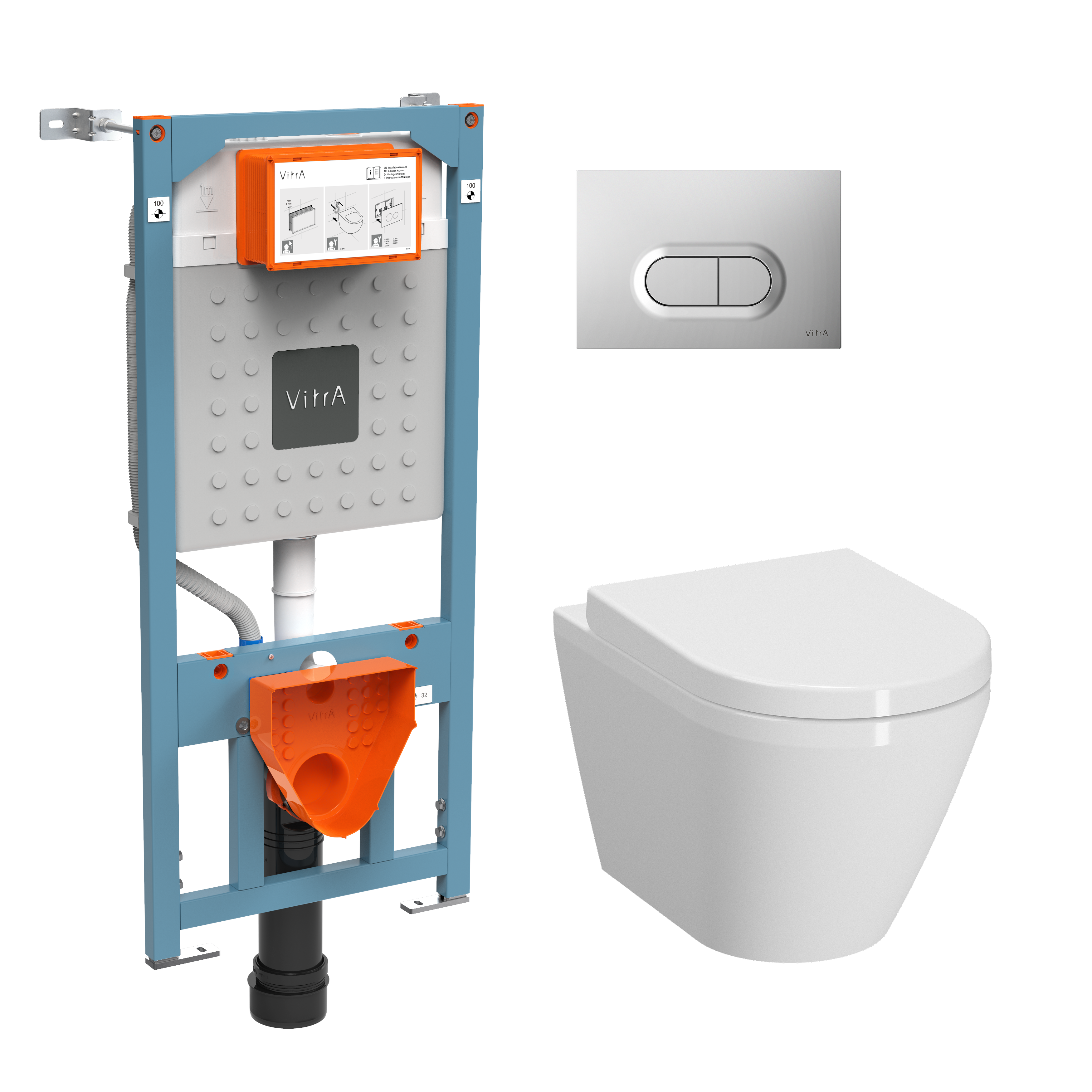 Изображение товара Комплект инсталляция с унитазом Vitra 23-00011717 9004B003-7202lum цвет белый