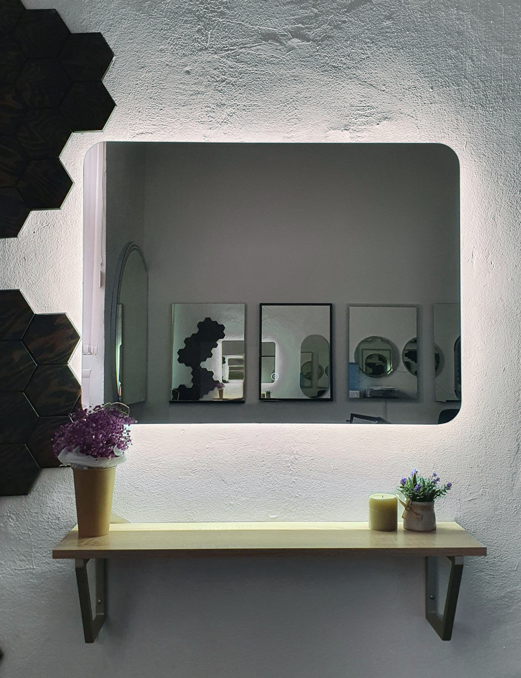 Изображение товара Зеркало для ванной Alfa mirrors Olga 86 ol-86Vd с подсветкой 80x60см