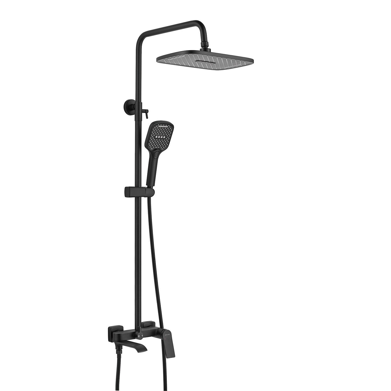 Изображение товара Душевая система Shevanik S4136H черный с регулируемым верхним душем и ручным душем 3 режима