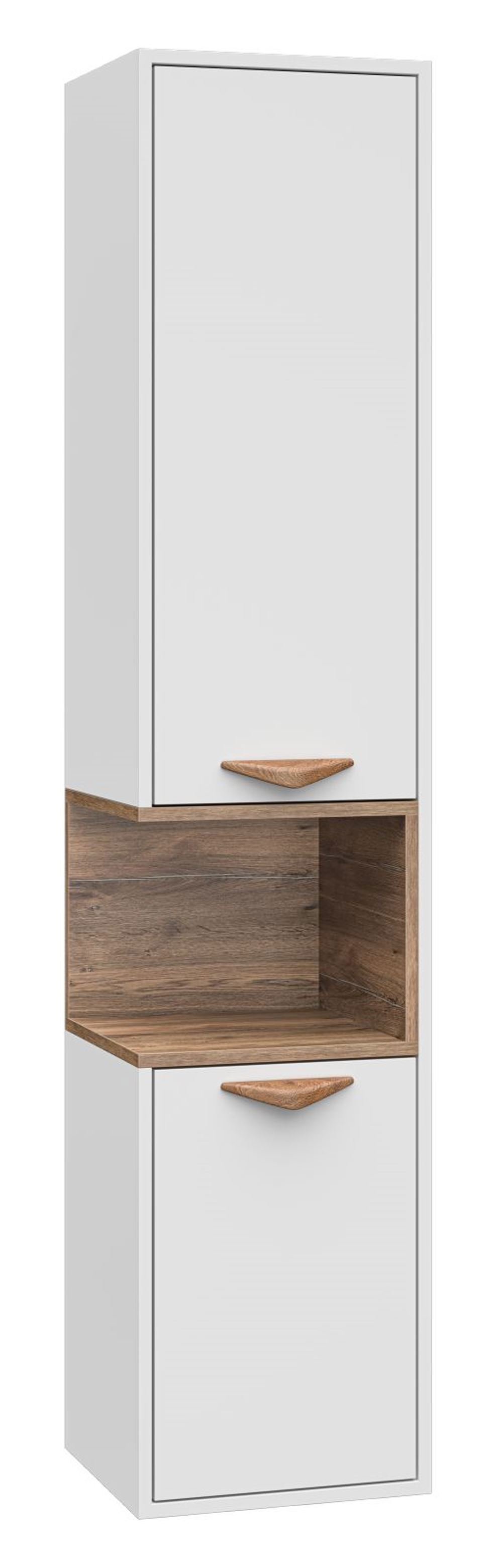 Изображение товара Шкаф-пенал для ванной Brevita BERGEN BER-05035-01-19-ПоП подвесной 35x165см цвет Дуб Галифакс олово/Белый