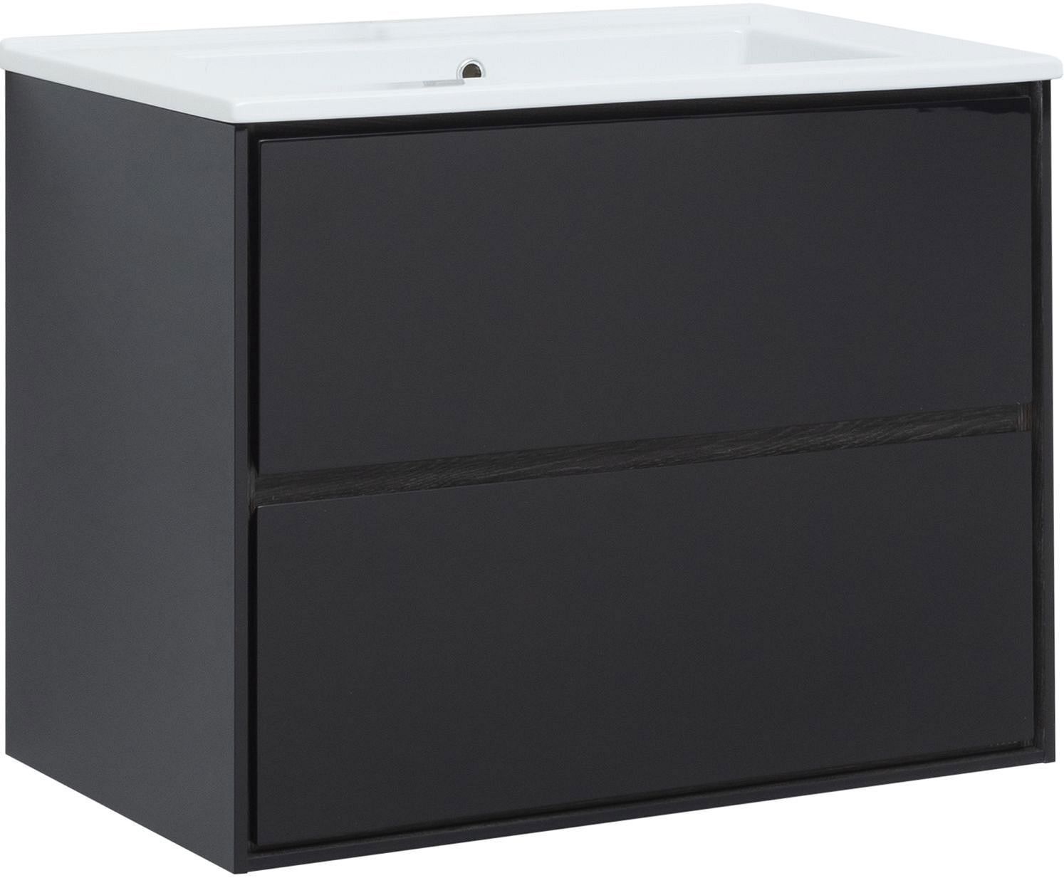 Изображение товара Тумба под раковину Aquanet Милан 00316703 84см подвесная цвет черный глянец