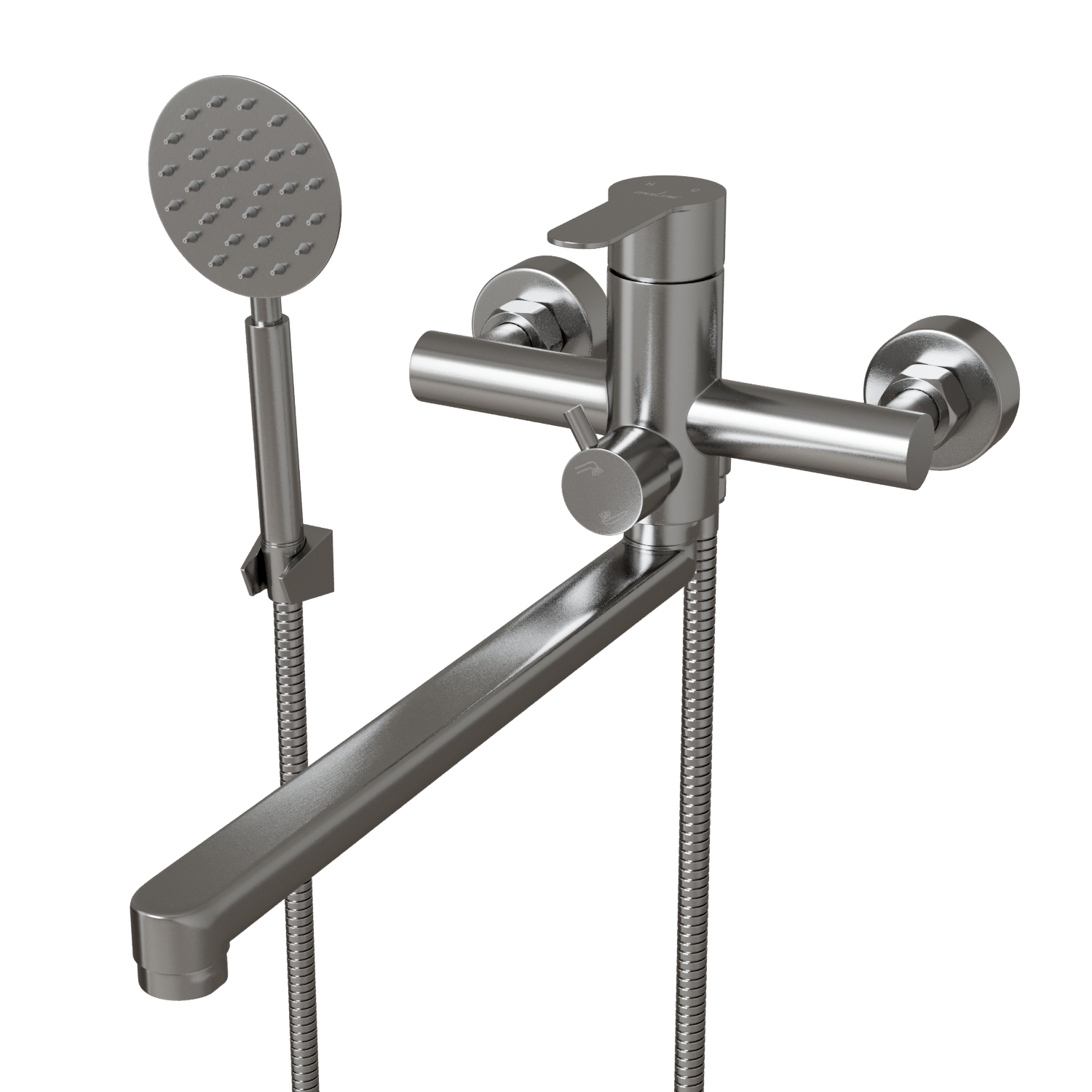 Изображение товара Смеситель Mixline 552271 для ванны, нержавеющая сталь, хром, рычажный, 32.2 см