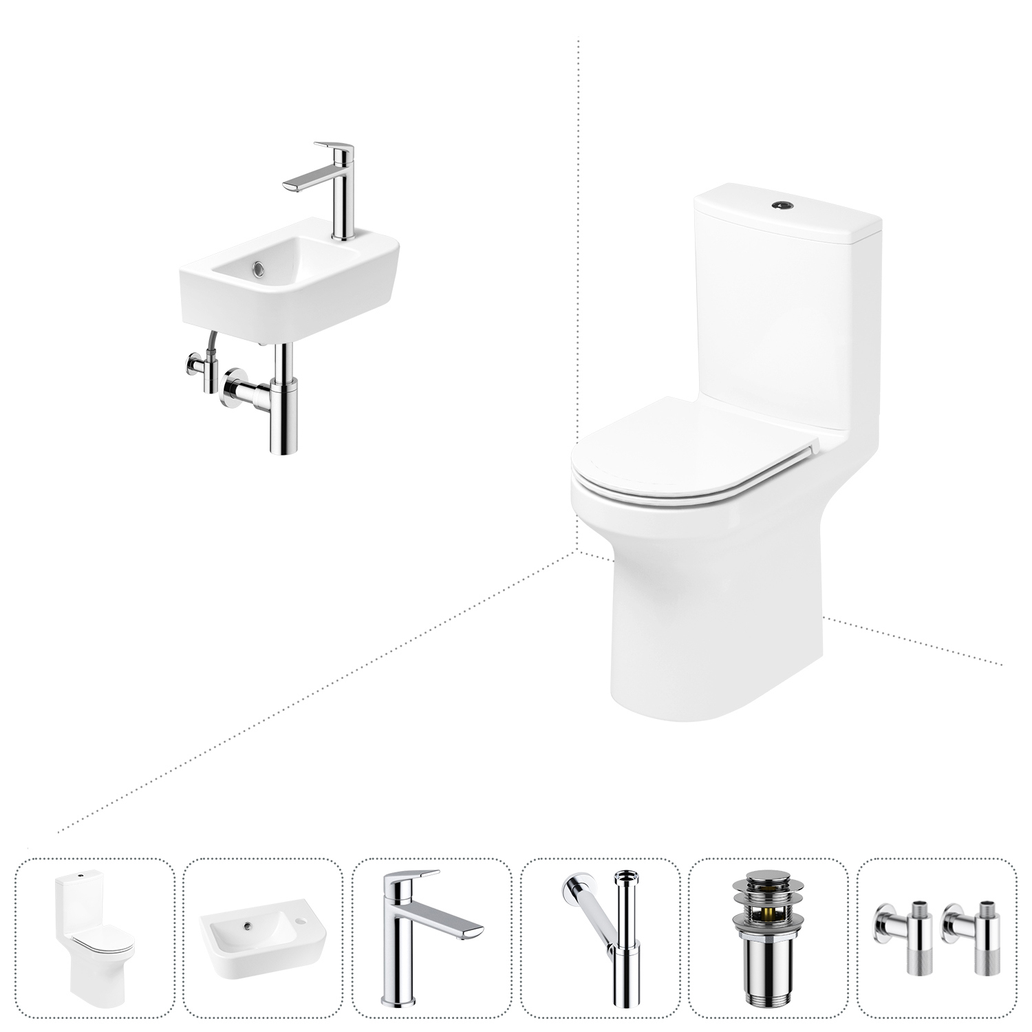 Изображение товара Безободковый напольный унитаз Lavinia Boho Grance Hill Rimless 202008595 комплект для туалета