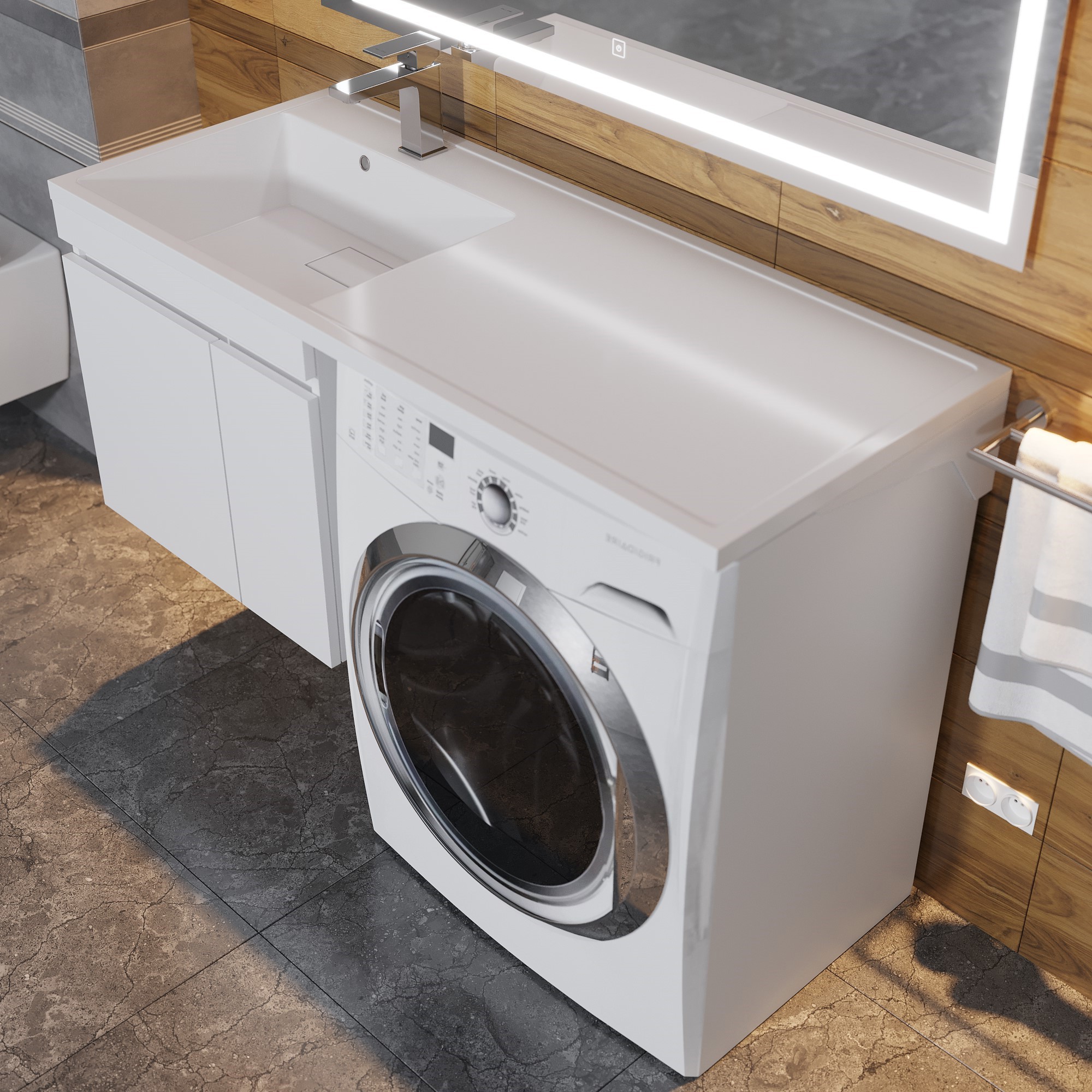 Изображение товара Раковина мебельная Paola Magenta 1200 L левая чаша белая из искусственного камня