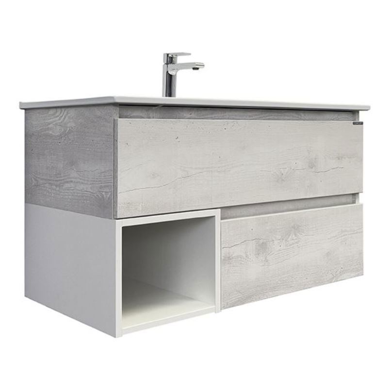 Изображение товара Тумба под раковину Comforty 00-00014644 с раковиной 91см цвет дуб белый