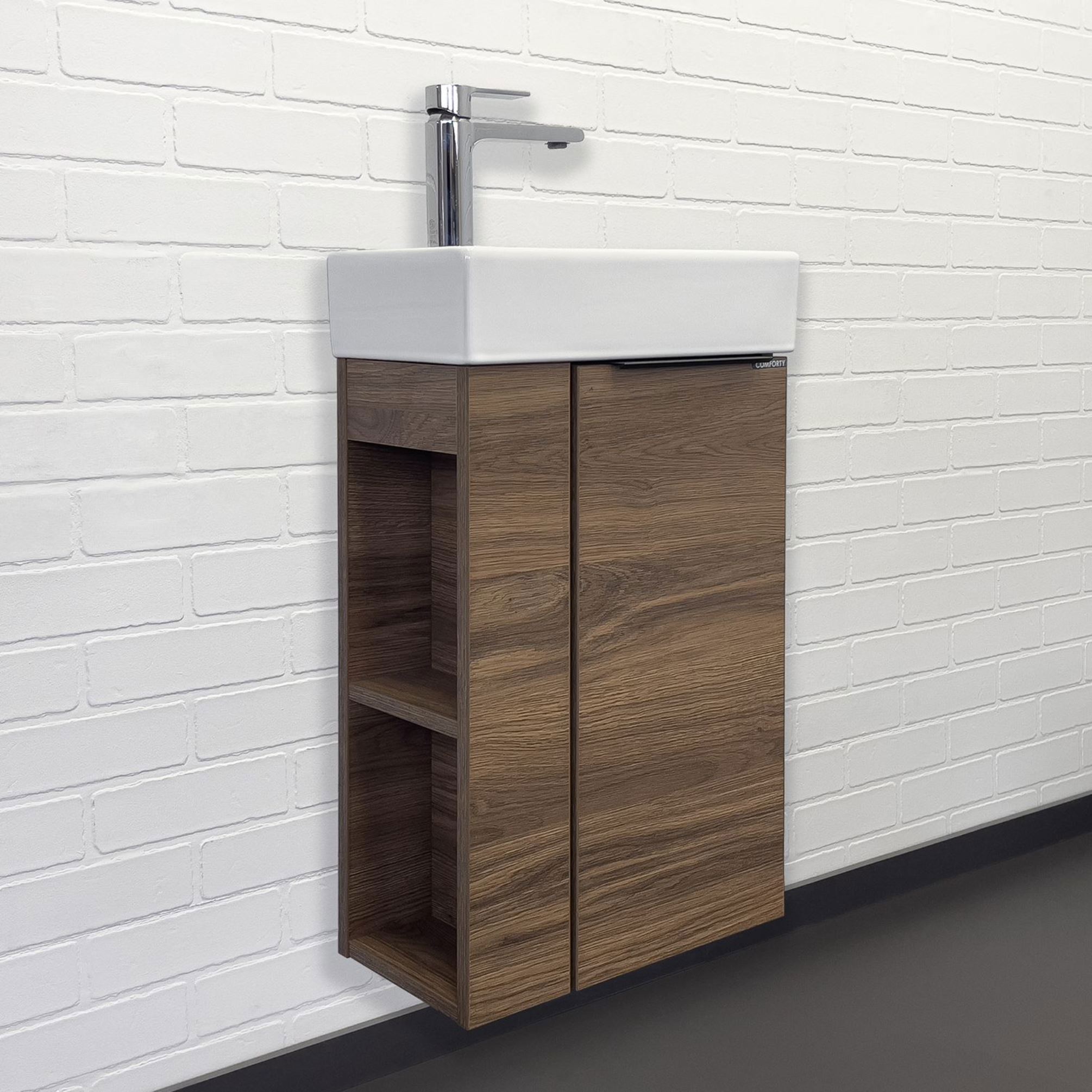 Изображение товара Тумба под раковину Comforty 00-00015325 с раковиной 41.50см цвет дуб темно-коричневый