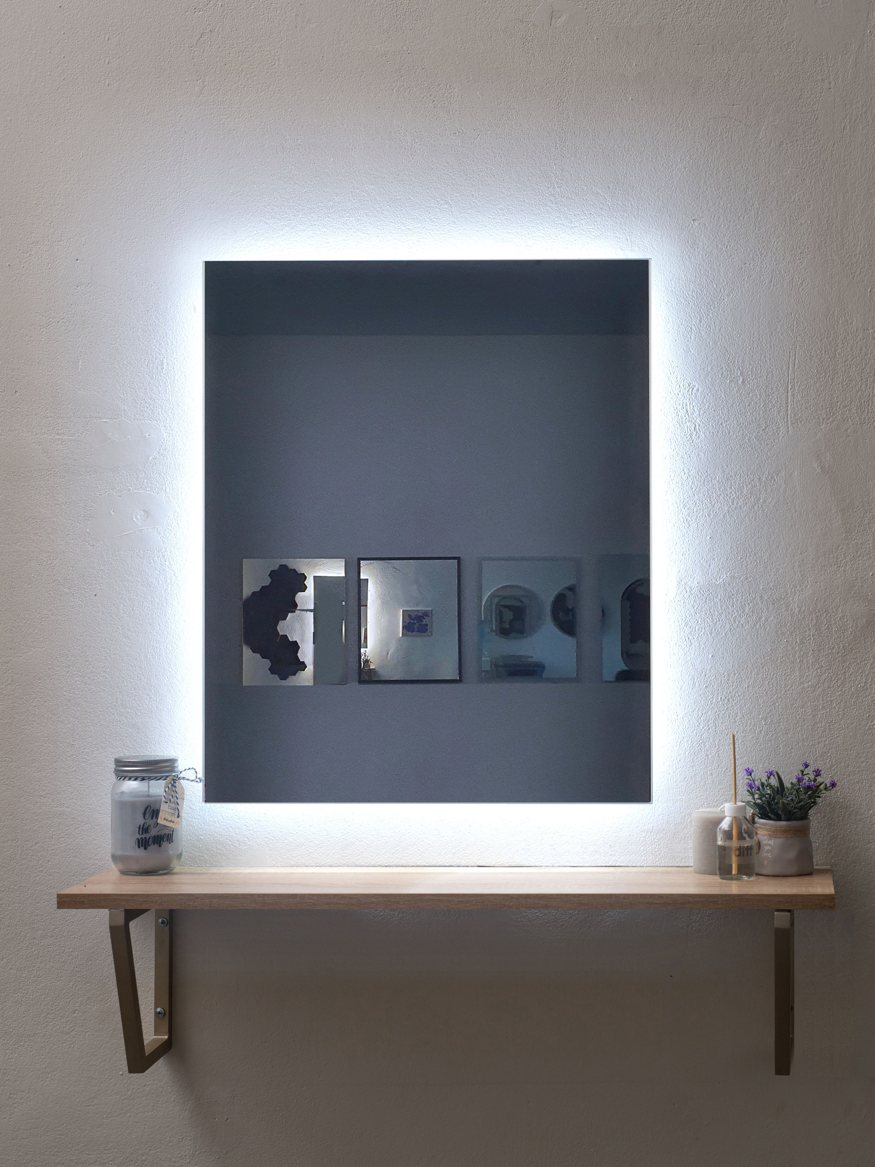 Изображение товара Зеркало для ванной ALFA MIRRORS Ek-56AVzVh с подсветкой прямоугольное 50x60см, бесконтактное управление, подогрев