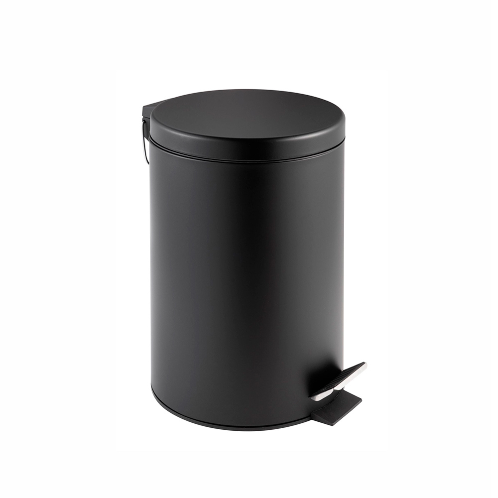 Изображение товара Ведро для мусора Delphinium 101215 12 мягкое покрытие черное с педалью