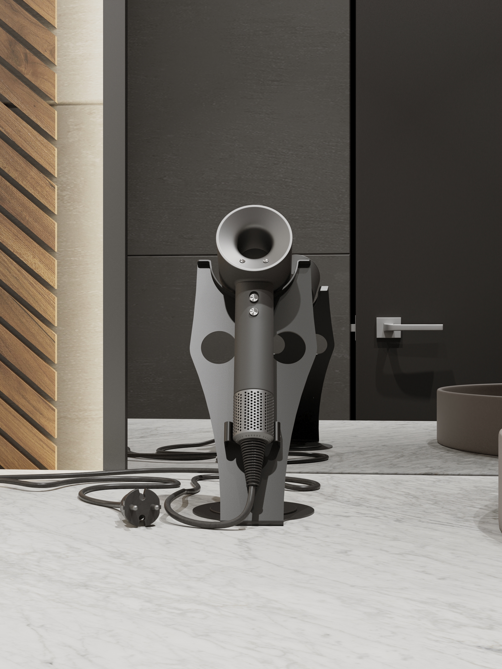 Изображение товара Подставка для фена Dyson Сова Tempache 26x14 см черная настольный держатель для фена