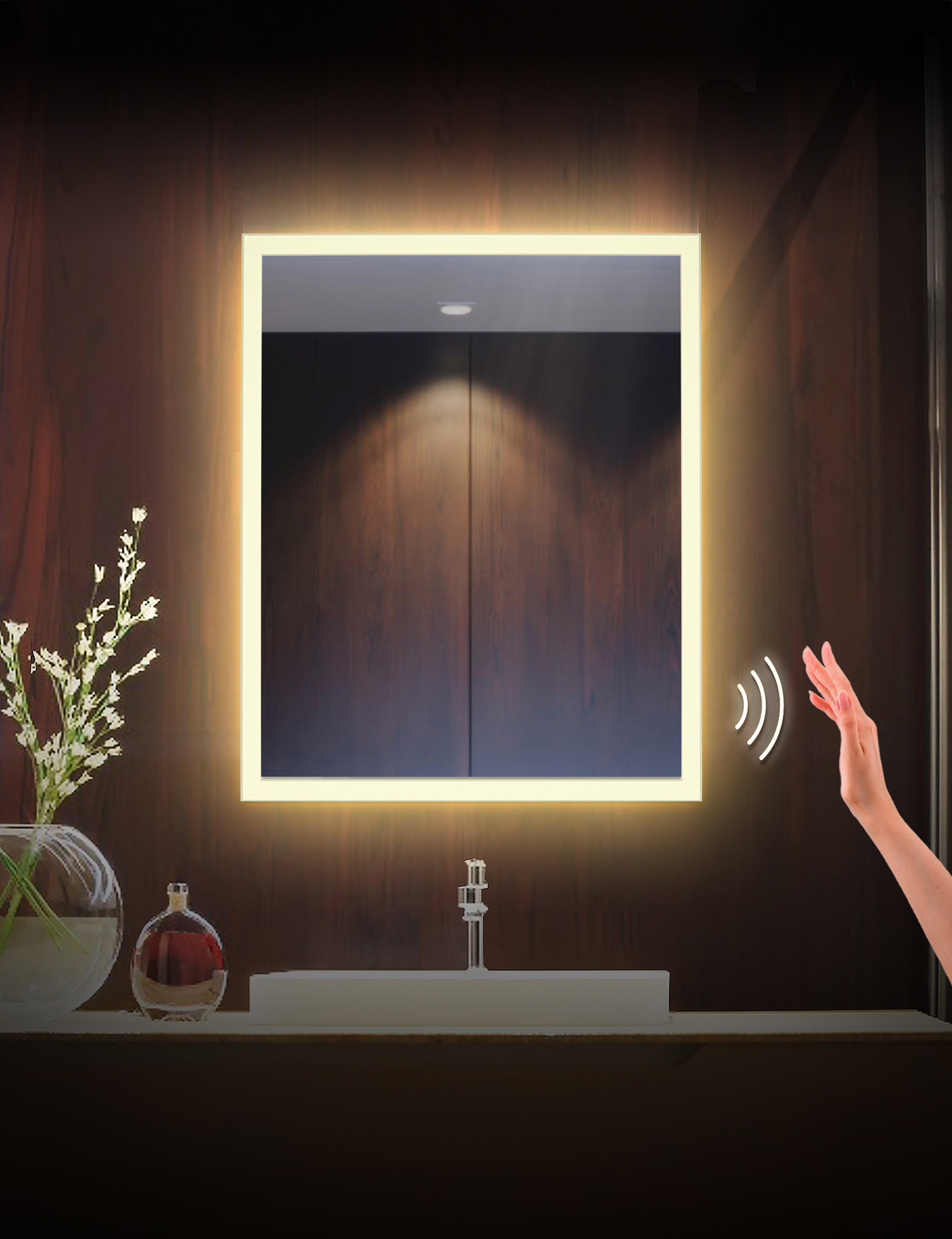 Изображение товара Зеркало для ванной Alfa Mirrors Niko-56 с подсветкой 50x60 см теплый свет