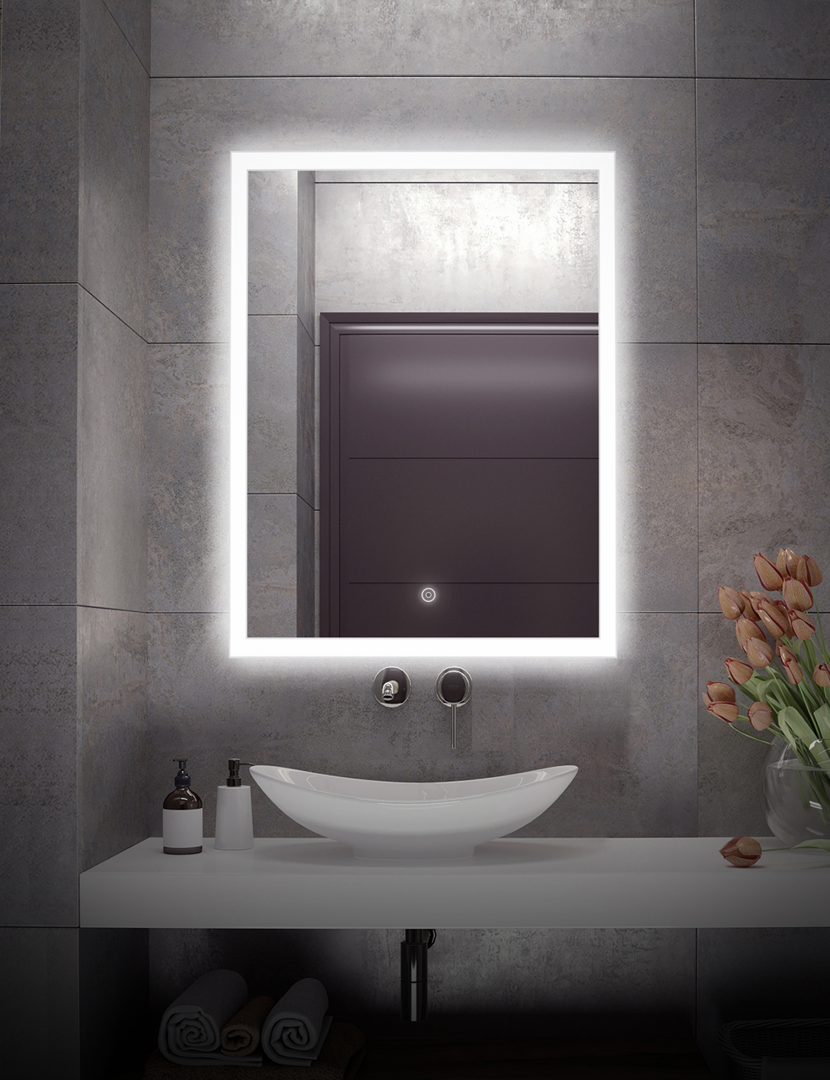 Изображение товара Зеркало для ванной Alfa mirrors Niko-57 Niko-57h с подсветкой 50x70см