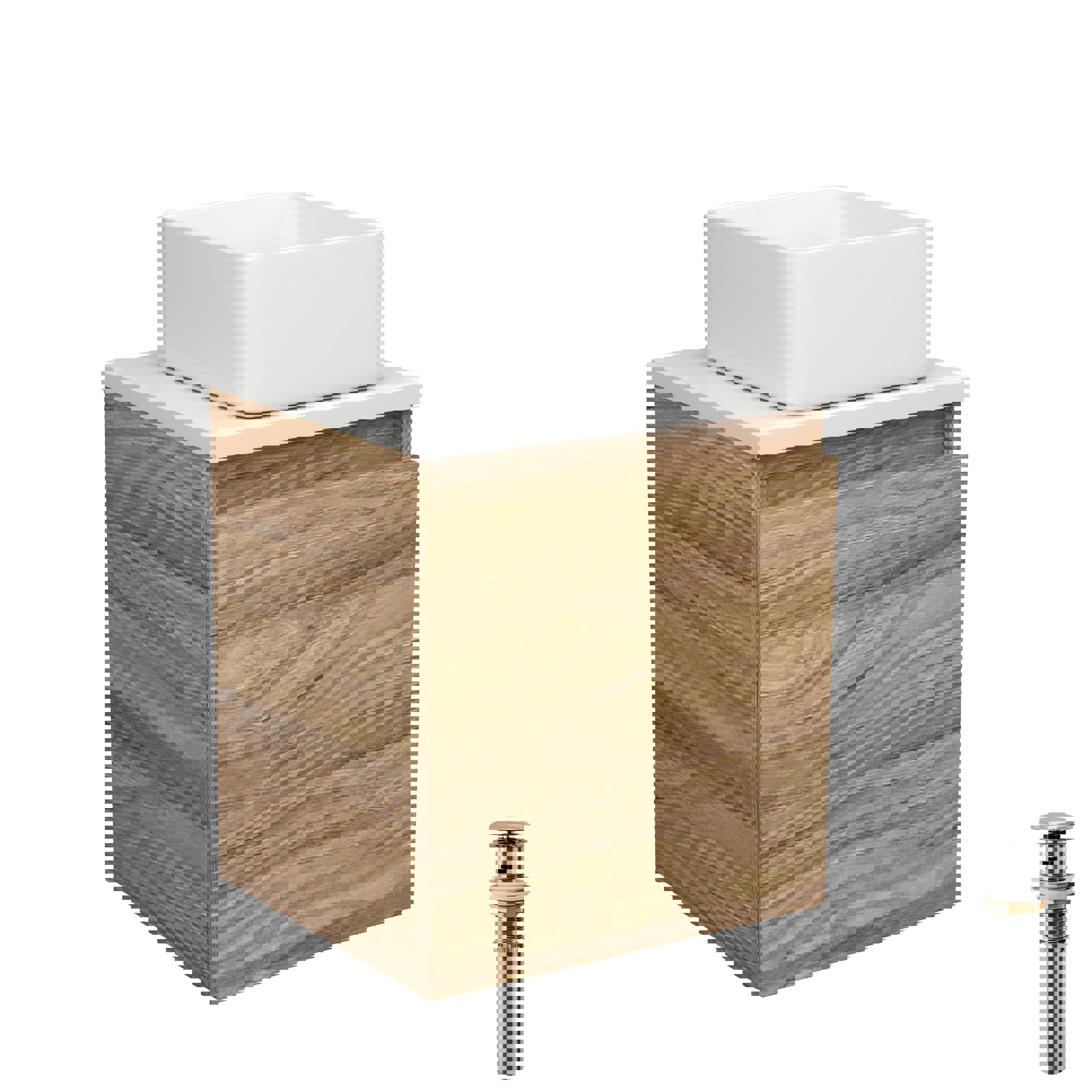 Изображение товара Тумба подвесная Bauedge Bau Dream SD3002 Blackwood 35 раковина Mini 24x24 выпуск клик клак хром